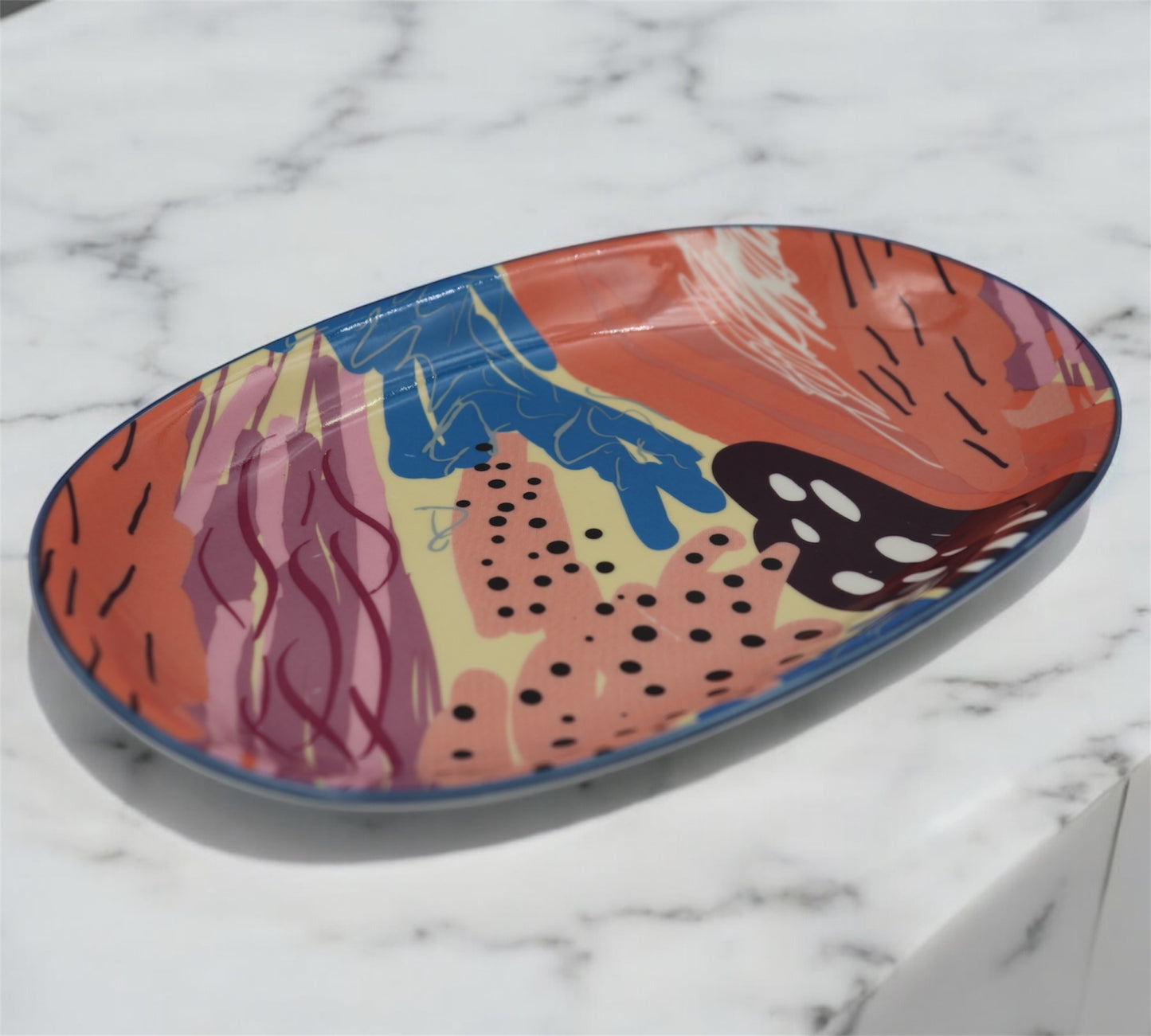 Set of 4 Vibrant Ceramic Snack Plates – Bold, Playful & Practical