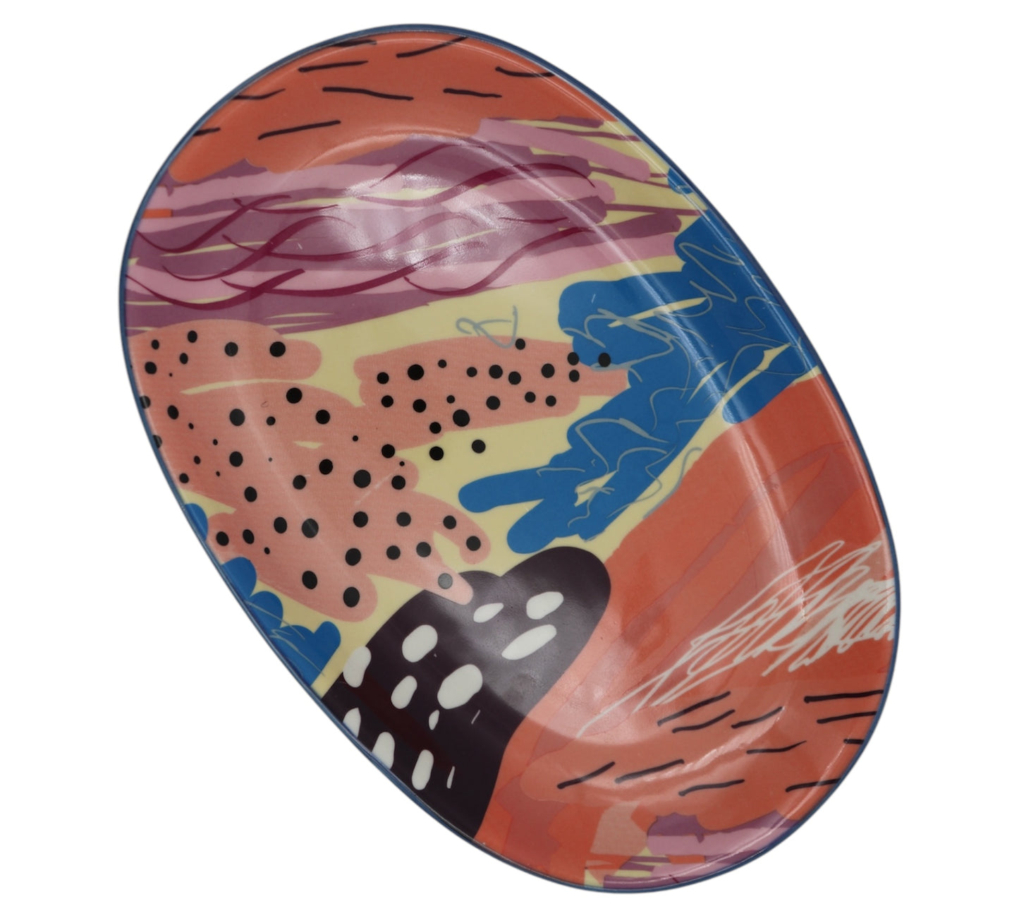 Set of 4 Vibrant Ceramic Snack Plates – Bold, Playful & Practical