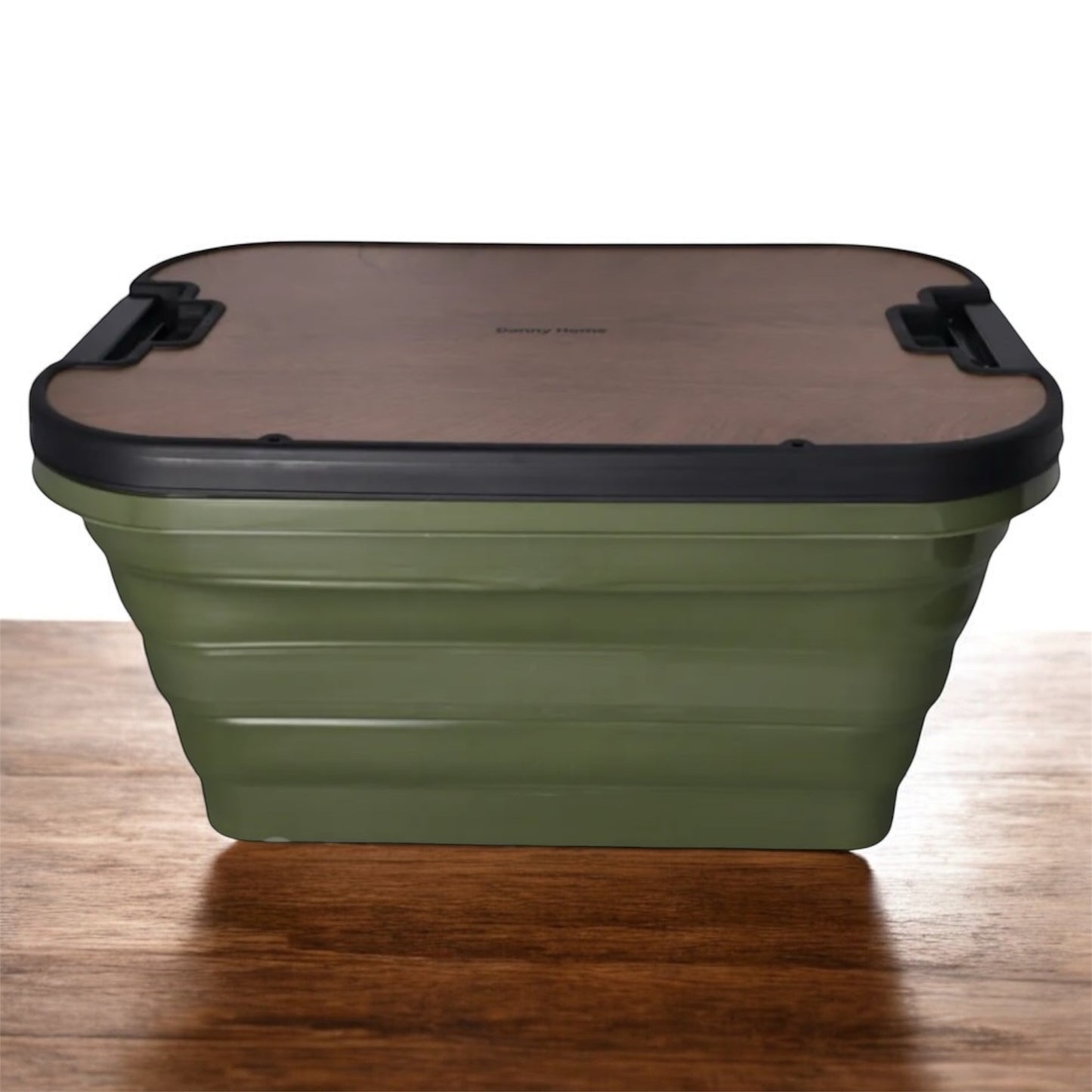 Collapsible Outdoor Storage Box with Wooden-Style Lid – Durable & Portable for Camping