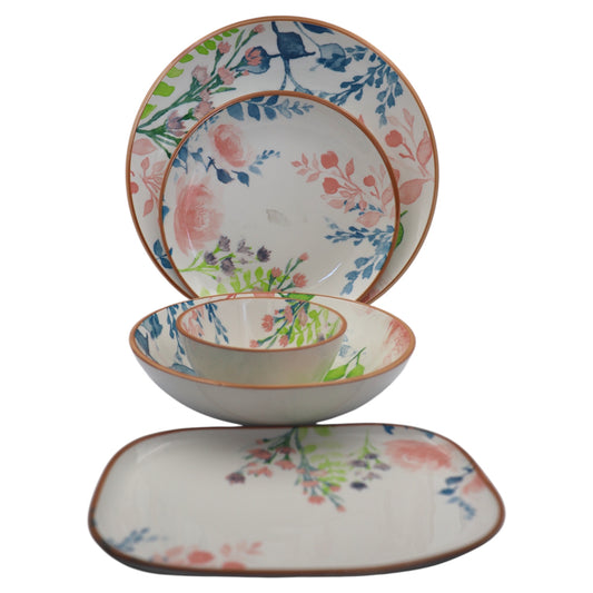 20-Piece Floral Ceramic Dinnerware Set for 4 – Elegant Hand-Painted Plates & Bowls