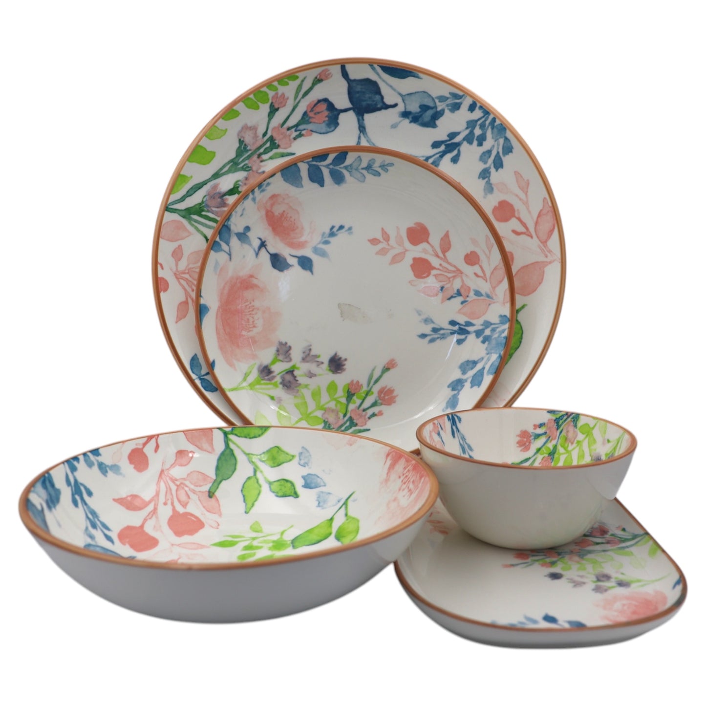 30-Piece Floral Ceramic Dinnerware Set for 4 – Elegant Hand-Painted Plates & Bowls