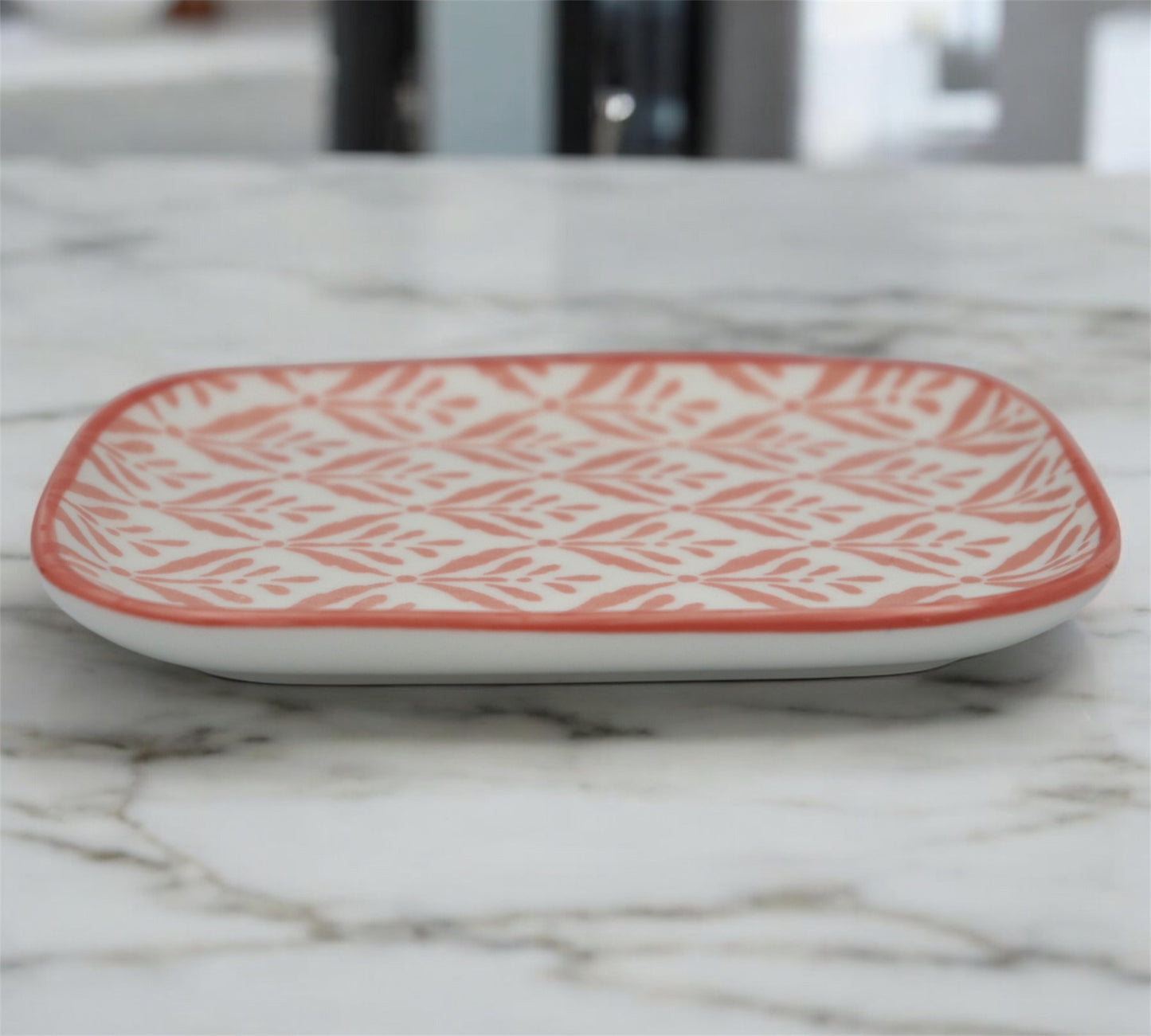 6-Piece Colorful Geometric Ceramic Side Plate Set – Rectangular Tapas & Snack Plates