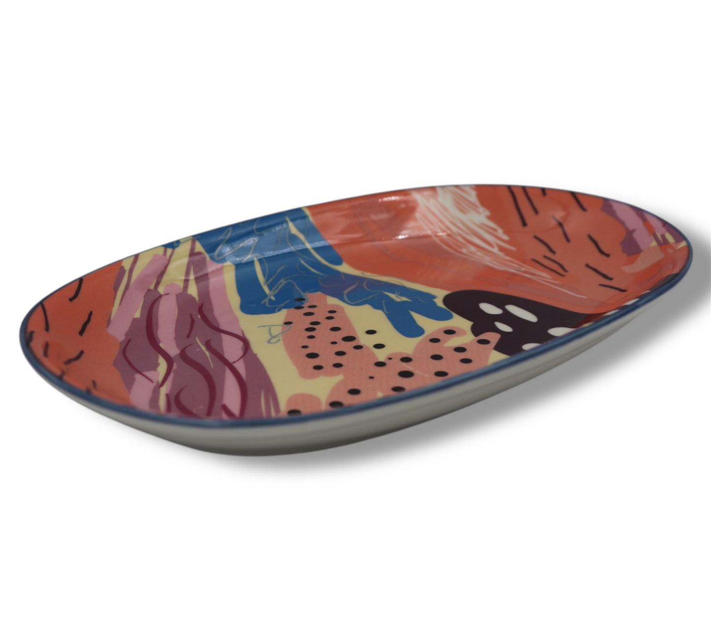 Set of 4 Vibrant Ceramic Snack Plates – Bold, Playful & Practical