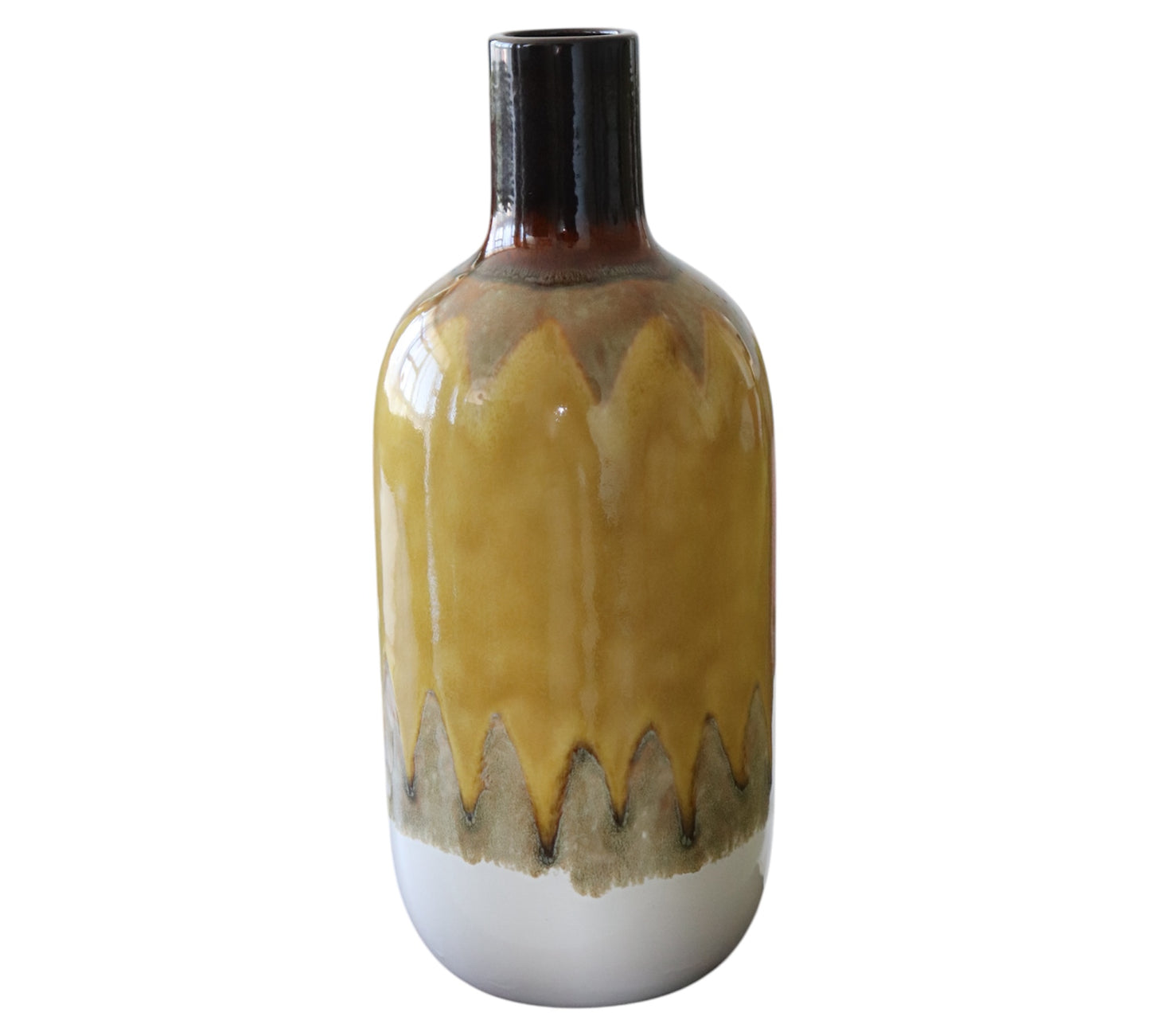 Hand-Glazed Ceramic Bedside Vase – Earthy Yellow & Rustic Finish